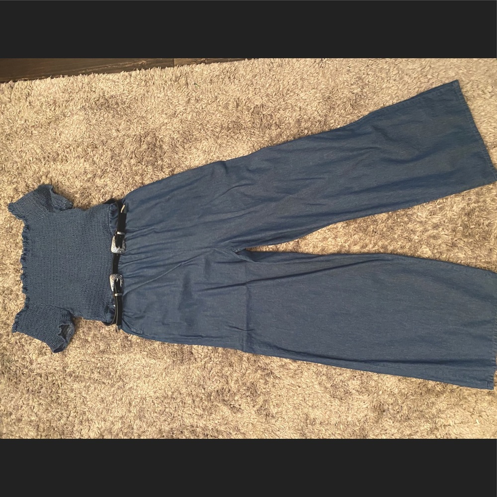 Chambray jumpsuit (BELT NOT INCLUDED)